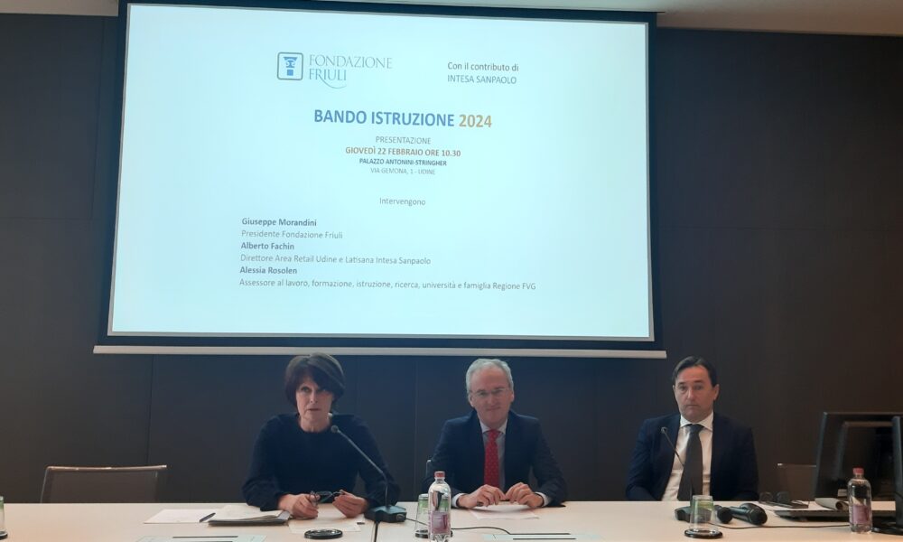 L'assessore regionale all'Istruzione e formazione Alessia Rosolen alla presentazione del Bando Istruzione 2024 della Fondazione Friuli