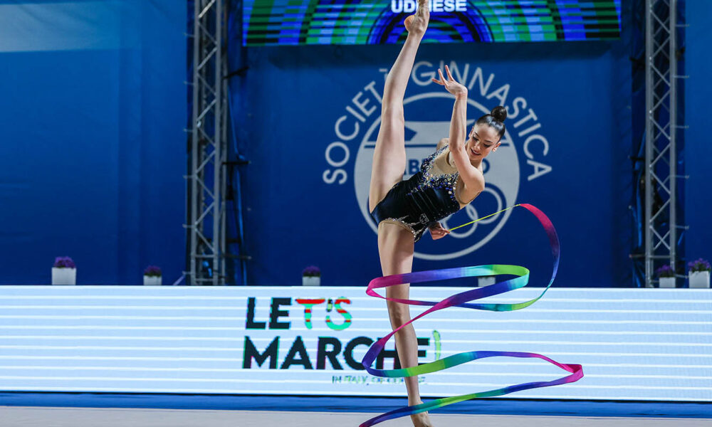 A.S. Udinese during Rhythmic Gymnastics FGI Serie A 2024 at PalaPrometeo, Ancona, Italy on March 16, 2024 - Photo FCI / Fabrizio Carabelli