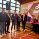 Il presidente del Cr Fvg, Mauro Bordin (primo a dx), con l'assessore regionale Pierpaolo Roberti (primo a sx) alla presentazione della tappa Mortegliano-Sappada del Giro d'Italia 2024. Tra i due, da sx i sindaci di Moretegliano, Roberto zuliani, il patron della tappa Paolo Urbani e il primo cittadino di Sappada, Manuel Piller Hoffer