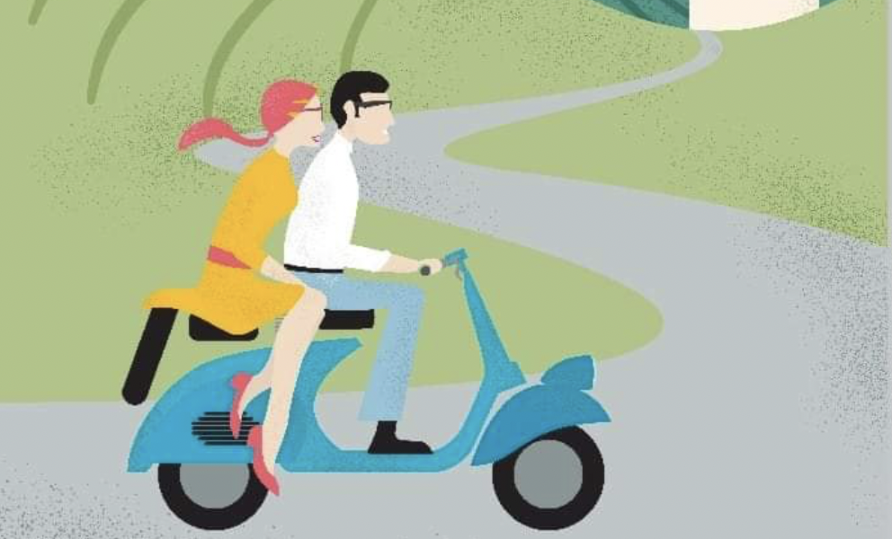 Ragazzo e ragazza in Vespa