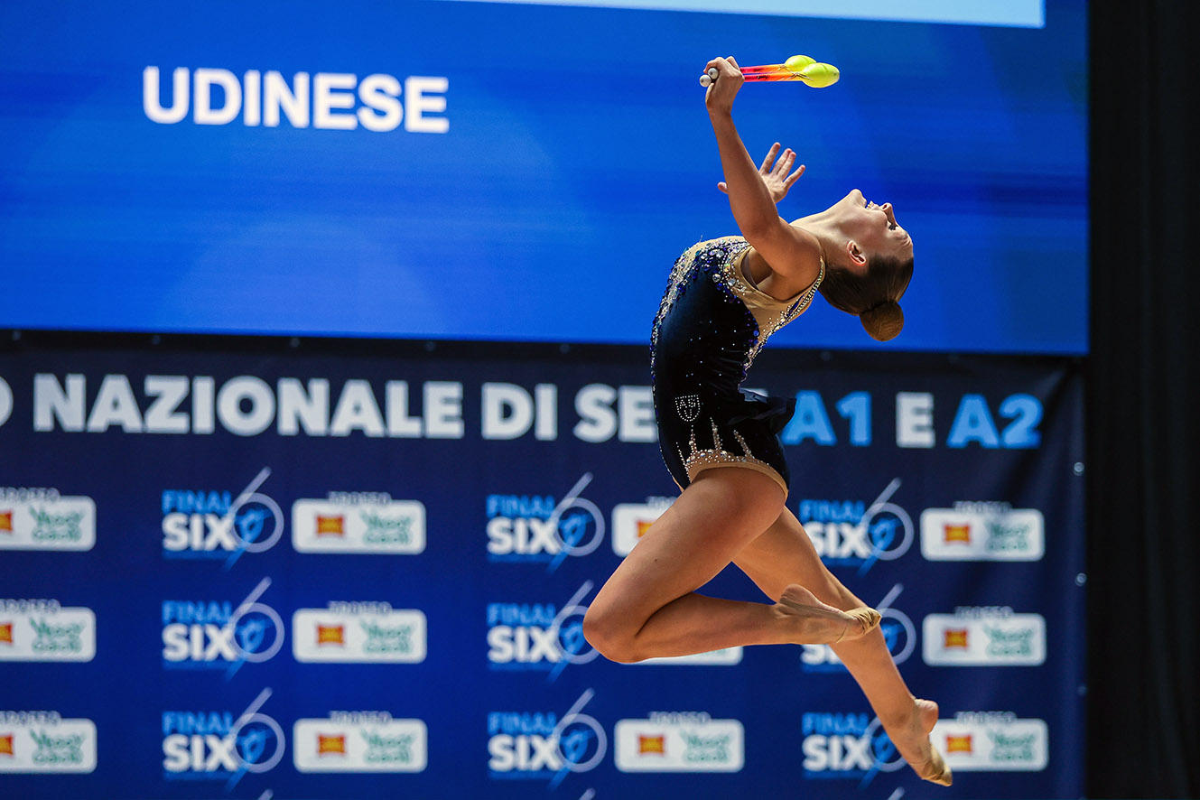 A.S. Udinese during Rhythmic Gymnastics FGI Serie A 2024 at Pala Gianni Asti, Turin, Italy on April 07, 2024 - Photo FCI / Fabrizio Carabelli