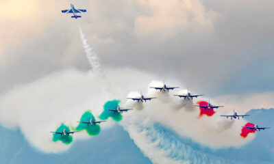 Le Frecce Tricolore durante un'esibizione