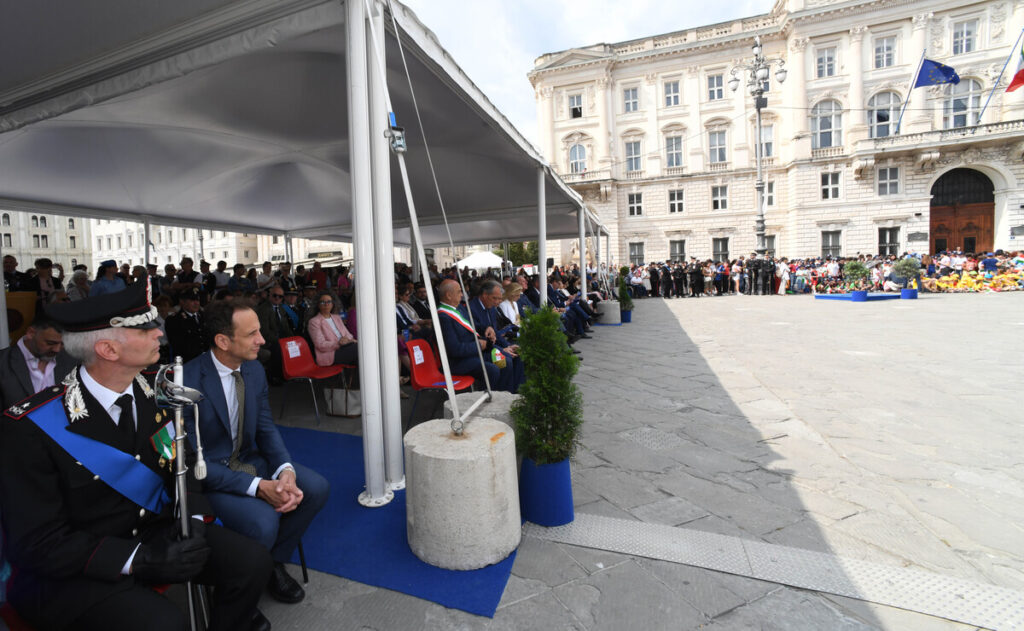 Il governatore del Friuli Venezia Giulia Massimiliano Fedriga alla cerimonia per i 211 anni di fondazione dell'Arma dei Carabinieri