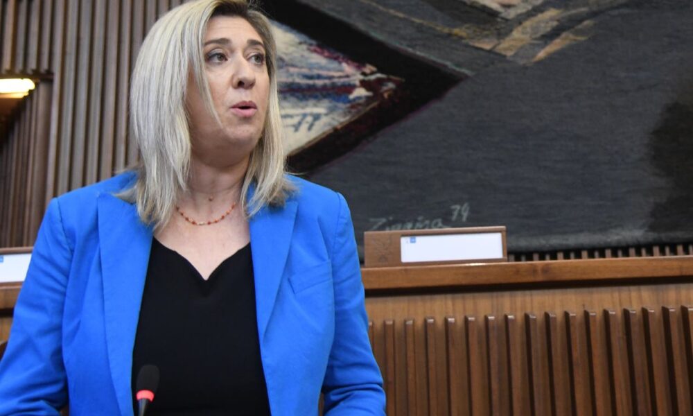L’assessore alle Infrastrutture e territorio Cristina Amirante oggi in Consiglio regionale.