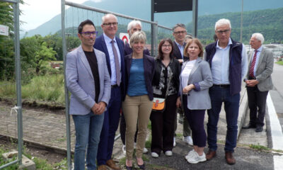 L'assessore regionale alle Finanze Barbara Zilli con le autorità sul cantiere del primo lotto della pista ciclabile Tolmezzo - Amaro - Stazione Carnia - Alpe Adria
