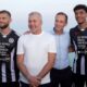 Il governatore Massimiliano Fedriga e l'assessore Bini alla presentazione della nuova maglia dell'Udinese per la stagione di Serie A 2025/2026