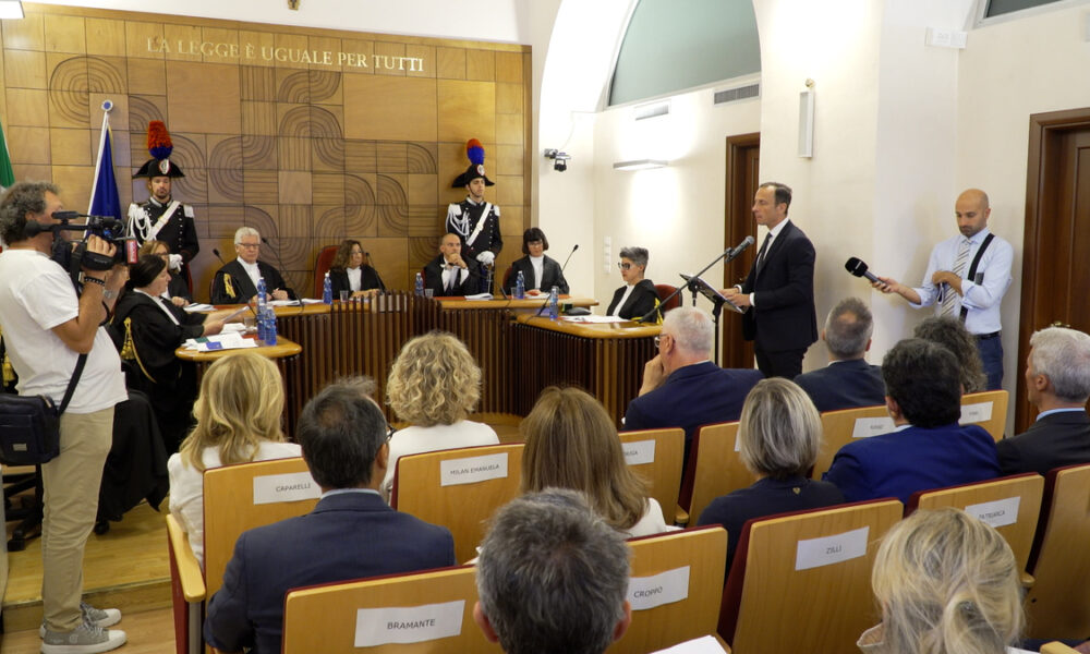 Il governatore del Friuli Venezia Giulia Massimiliano Fedriga durante l'intervento
