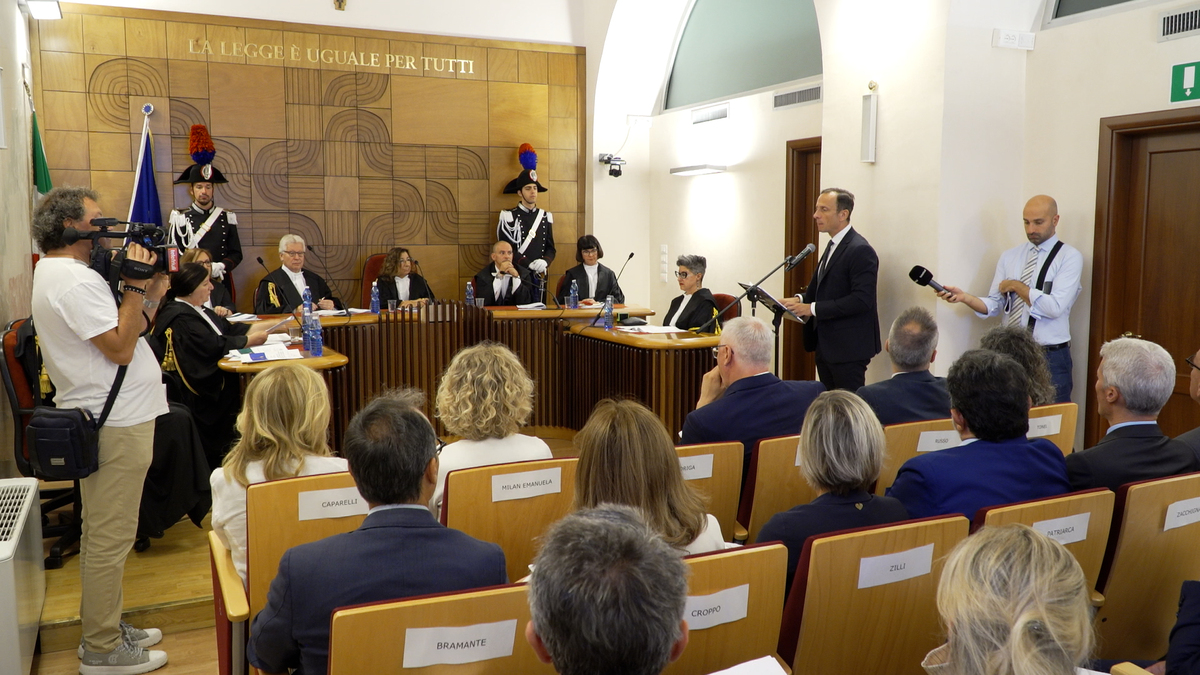 Il governatore del Friuli Venezia Giulia Massimiliano Fedriga durante l'intervento