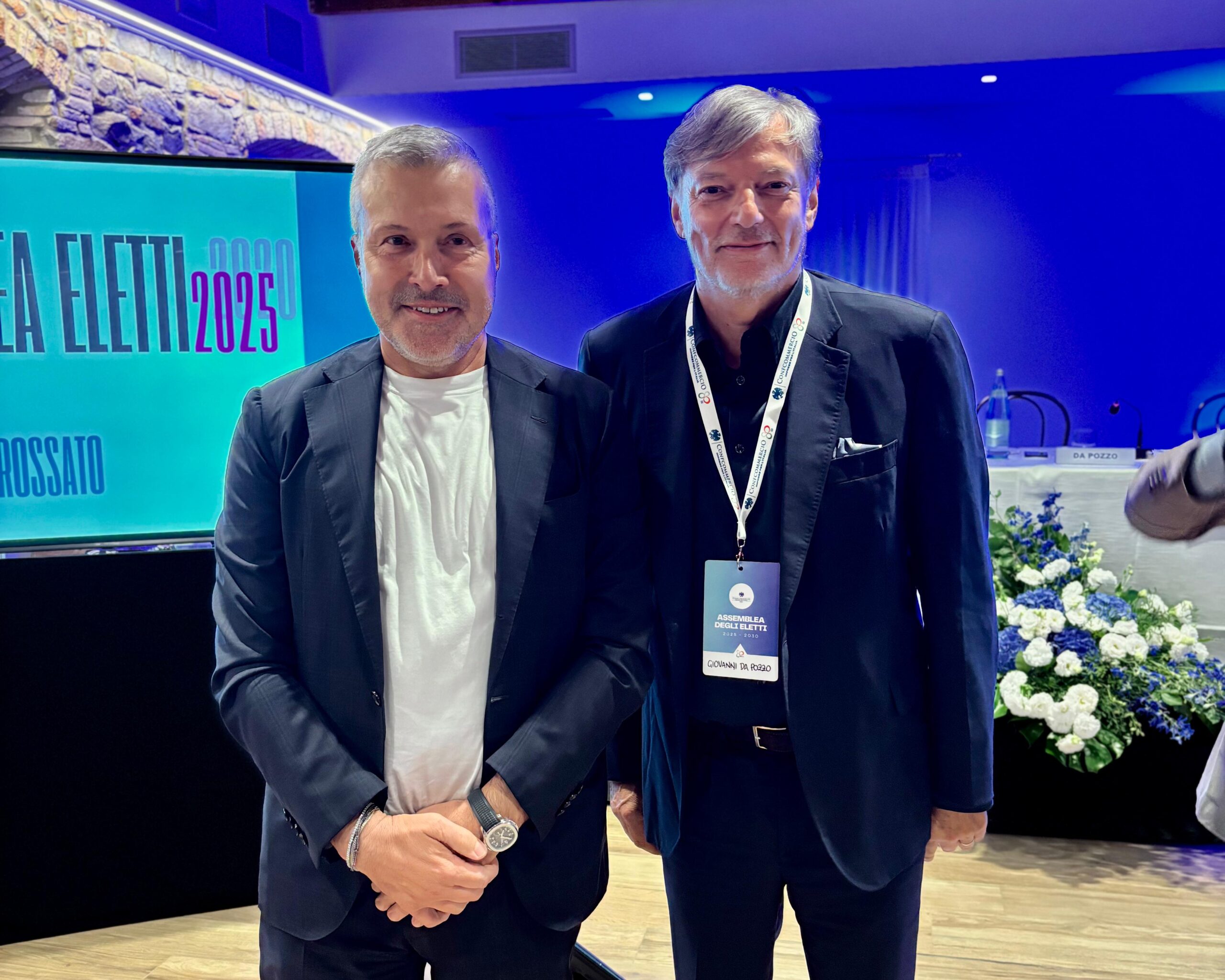 L'assessore regionale alle Attività produttive Sergio Emidio Bini con il rieletto presidente di Confocommercio Udine Giovanni Da Pozzo