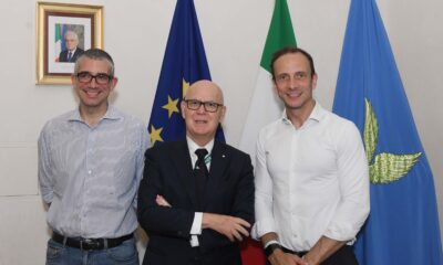 Il governatore Massimiliano Fedriga con il nuovo prefetto di Trieste e Commissario di Governo Giuseppe Petronzi e l'assessore regionale alla Sicurezza, Pierpaolo Roberti