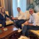 Il governatore del Friuli-Venezia Giulia Massimiliano Fedriga e l'assessore alla Sicurezza Pierpaolo Roberti insieme alla dott.ssa Antonella Cargnelutti