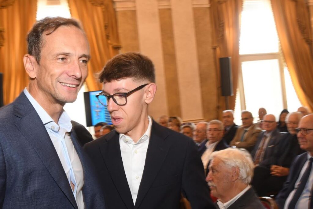 Il governatore del Friuli Venezia Giulia Massimiliano Fedriga insieme a Matteo Parenzan