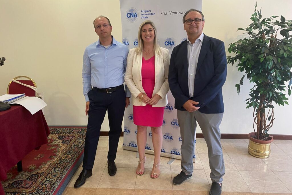 L'assessore regionale Cristina Amirante con i rappresentanti del vertice della Cna Fvg
