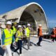 Il governatore Fedriga e l'assessore Bini durante il sopralluogo nel cantiere della Terrazza a Mare di Lignano Sabbiadoro