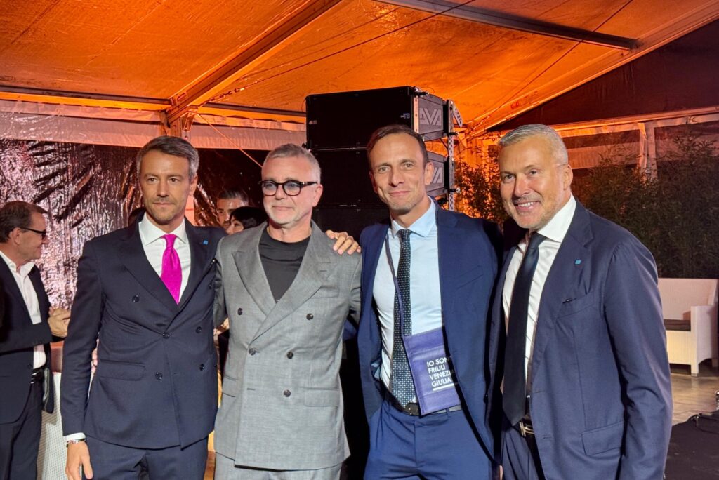 Il governatore Massimiliano Fedriga con l'AD di Cigierre Marco Di Giusto e l'assessore Sergio Emidio Bini