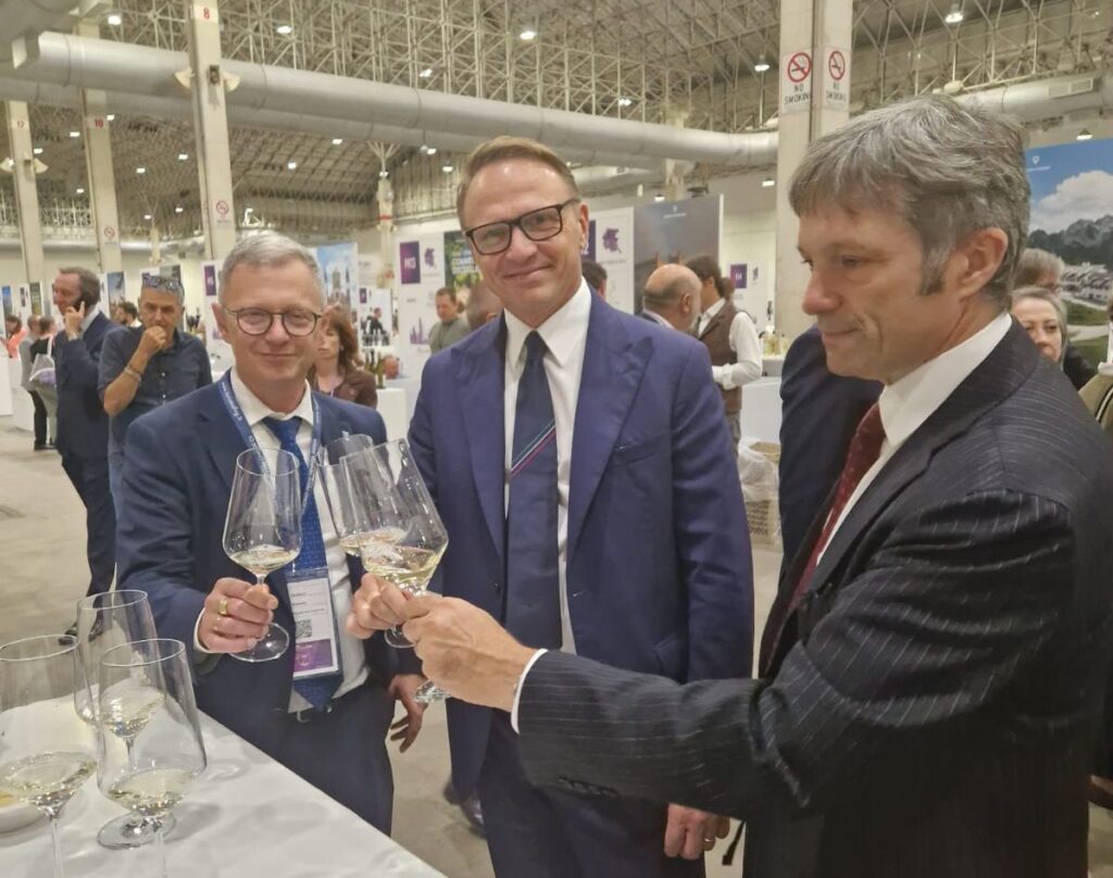 L'assessore Stefano Zannier con il ministro Francesco Lollobrigida e il presidente dell'Ice Matteo Zoppas