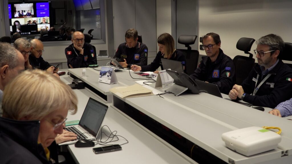 L'assessore Riccardo Riccardi alla riunione del Corem in collegamento dalla Protezione civile di Palmanova