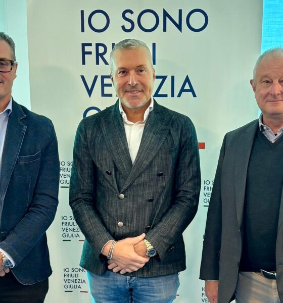 L'assessore Sergio Emidio Bini al centro, a destra il presidente della Fondazione San Daniele Maurizio Variola, a sinistra il segretario generale Mario Emilio Cichetti