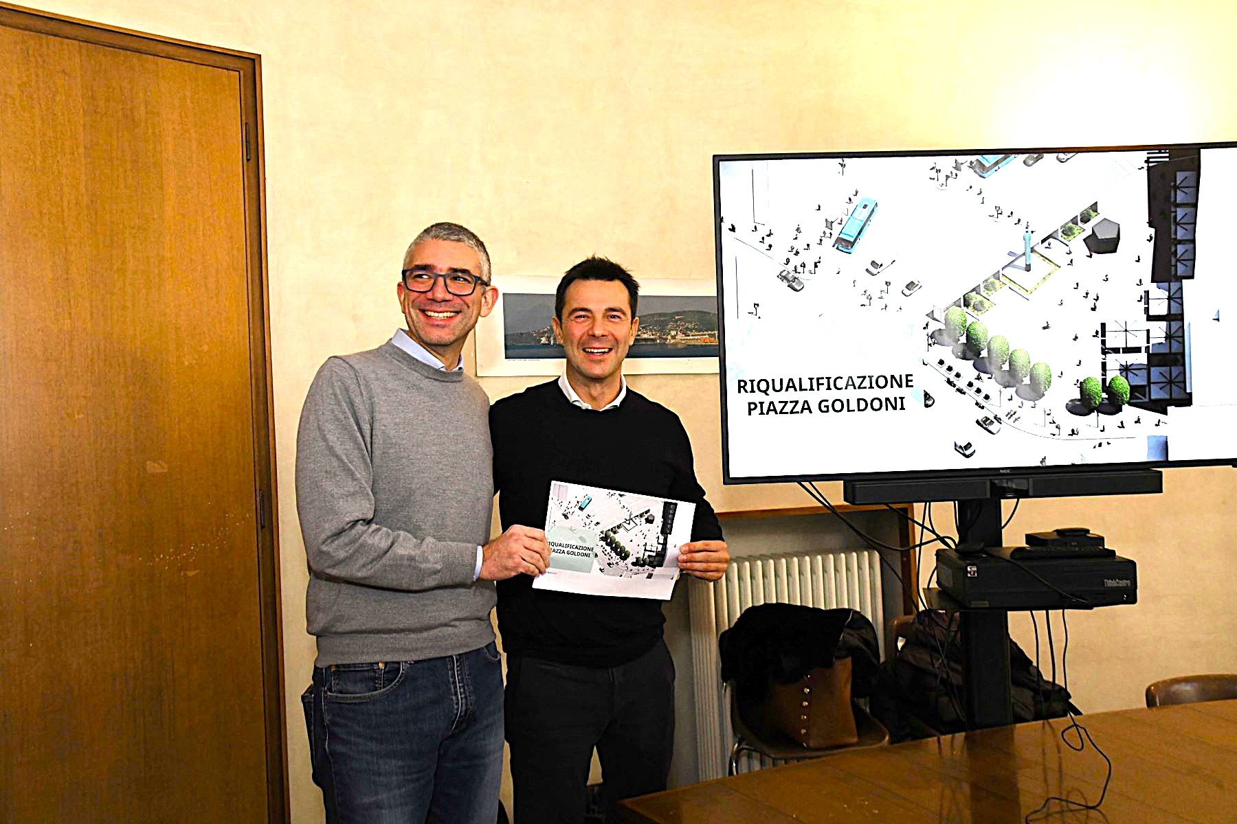 L'assessore regionale Pierpaolo Roberti (sulla sinistra) assieme all'assessore comunale Michele Babuder alla presentazione del progetto