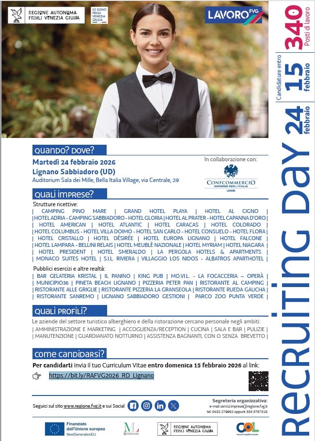 La locandina del recruiting day di Lignano