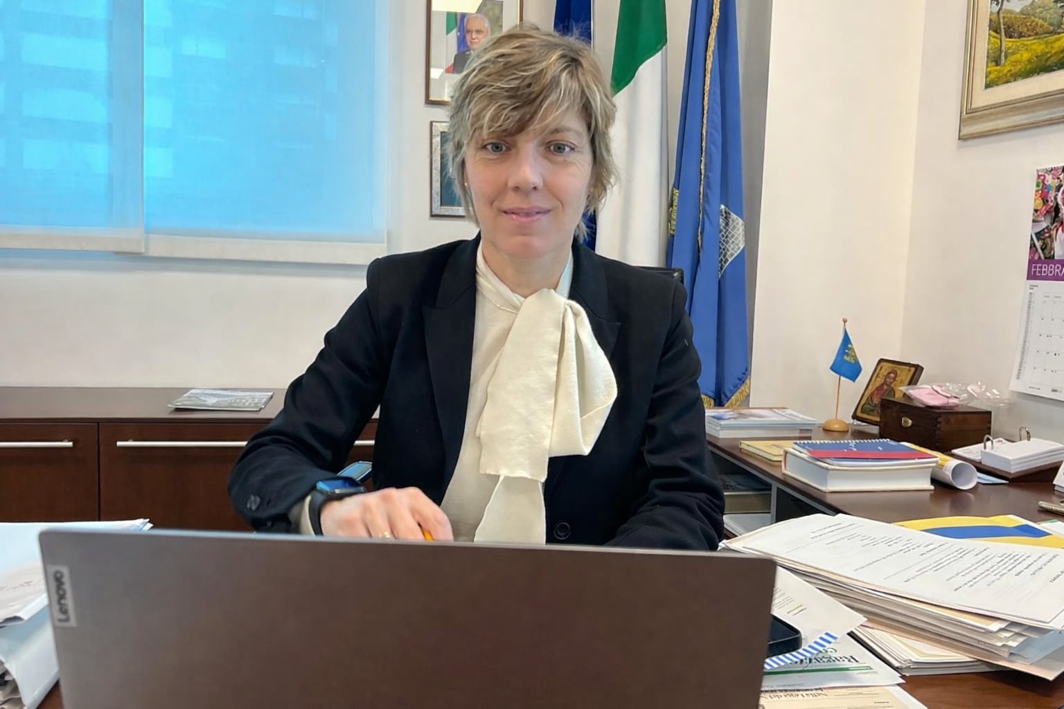 L'assessore regionale alle Finanze Barbara Zilli durante l'incontro svoltosi oggi