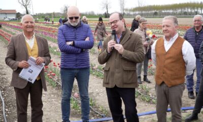 Il vicegovernatore del Fvg Mario Anzil interviene alla manifestazione il Giardino dei tulipani con il sindaco di Varmo Fausto Prampero e i promotori