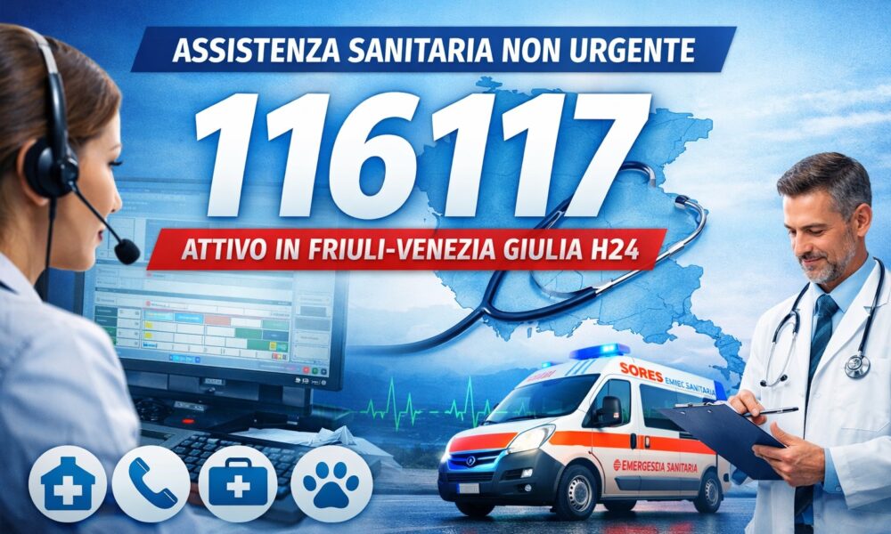 116117 attivo da oggi in tutto il Friuli-Venezia Giulia