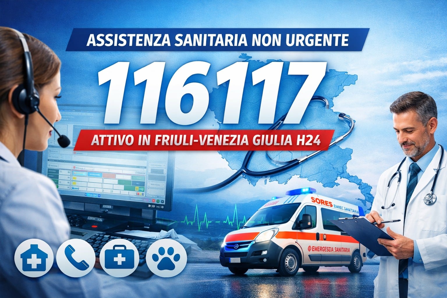 116117 attivo da oggi in tutto il Friuli-Venezia Giulia