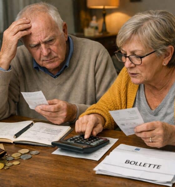 Coppia di pensionati che fa i conti