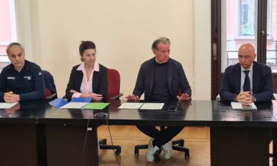 Un momento della conferenza stampa. Al centro l'assessore Scoccimarro