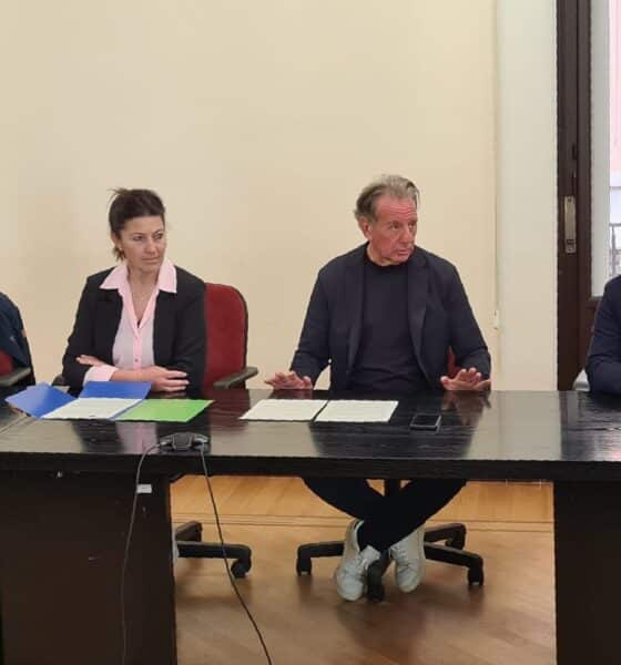 Un momento della conferenza stampa. Al centro l'assessore Scoccimarro