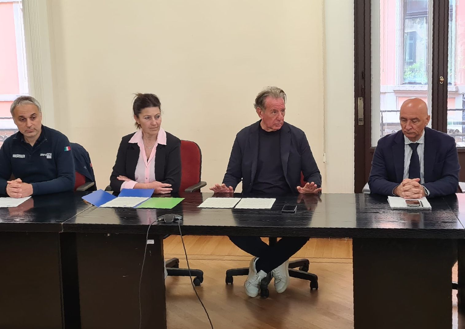 Un momento della conferenza stampa. Al centro l'assessore Scoccimarro