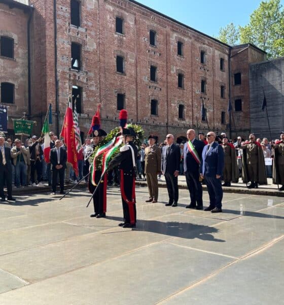 La cerimonia, che si è svolta di fronte a circa 1500 persone nell'unico lager nazista con forno crematorio in territorio italiano - Festa della liberazione