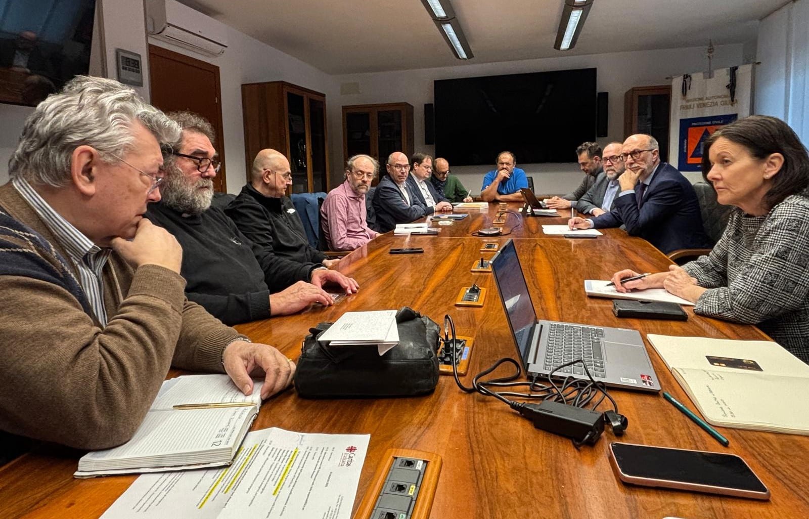 L'incontro a Palmanova con i vertici delle Caritas del Fvg e il presidente della Fondazione Esodo, don Enrico Pajarin