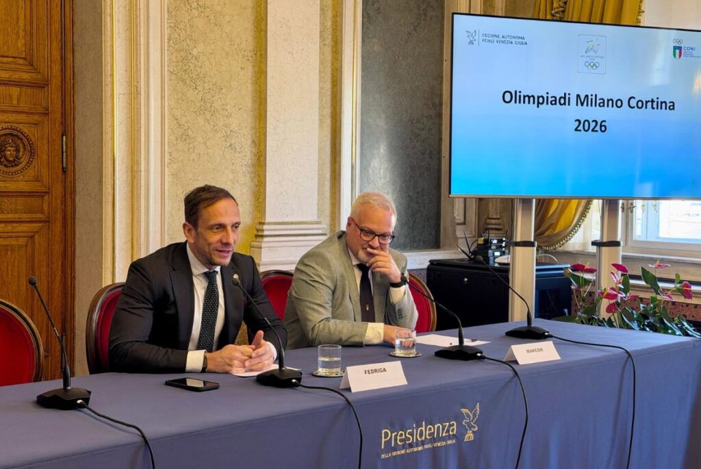 Il governatore Fedriga insieme al presidente regionale del Coni Andrea Marcon