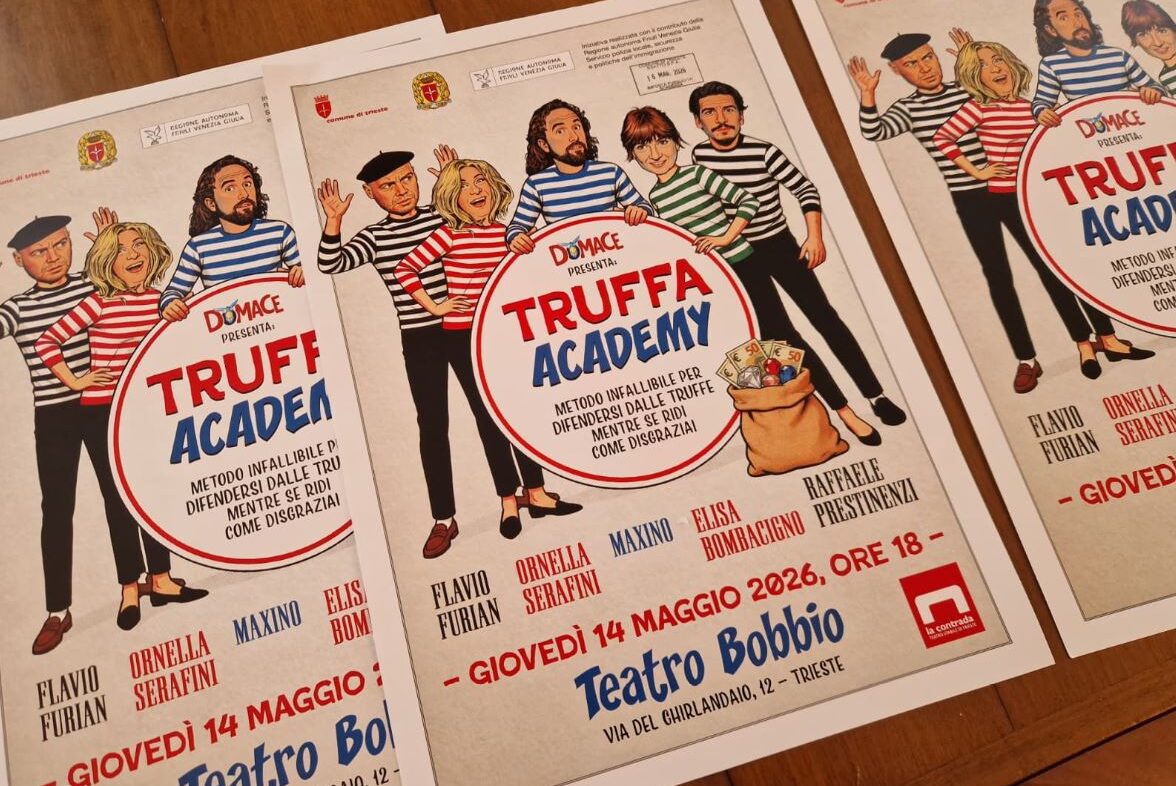 La locandina dello show in programma giovedì 14 maggio al teatro Bobbio di Trieste