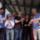 Il taglio del nastro all'inaugurazione della nuova area logistica della sede del gruppo comunale di Protezione civile di Pordenone