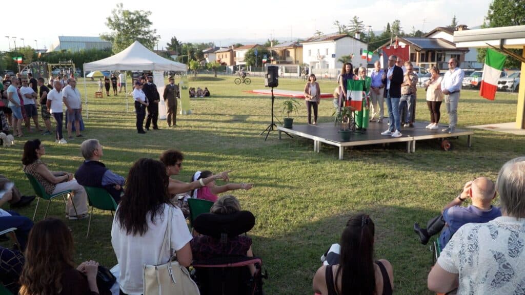 Un momento dell'inaugurazione della pista pump track