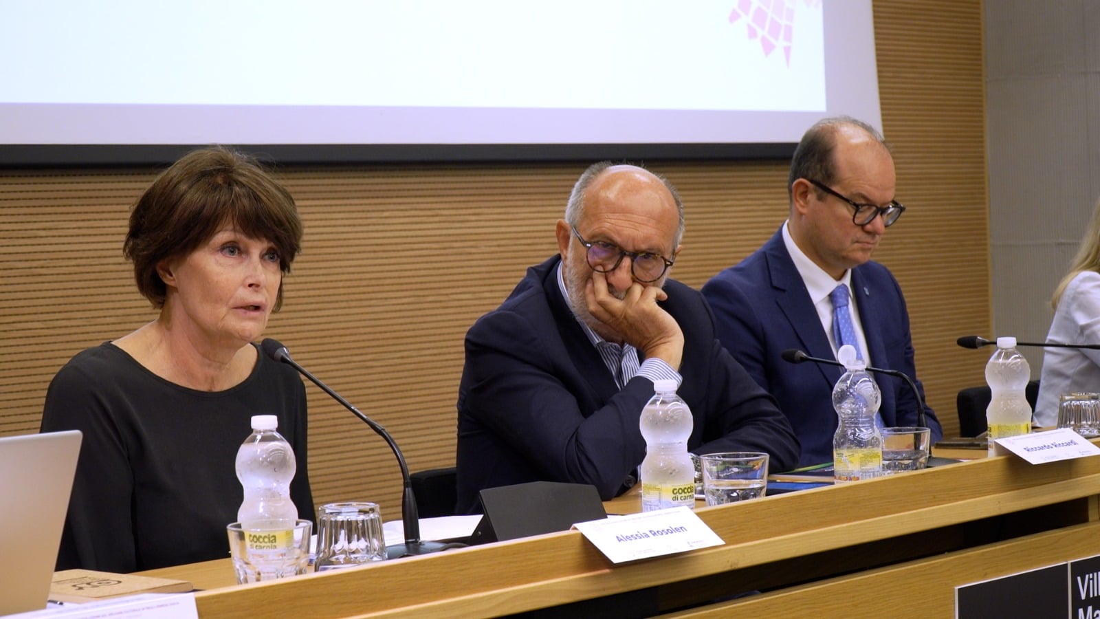 Gli assessori regionali Alessia Rosolen, Riccardo Riccardi e Mario Anzil a Villa Manin per la presentazione del progetto di welfare culturale