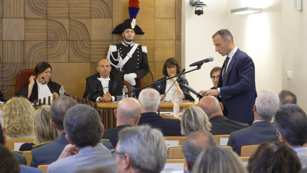 Il governatore Fedriga durante il suo intervento alla Corte dei conti