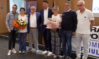 Foto di gruppo a Tolmezzo all'assemblea regionale della Federazione italiana sport invernali (Fisi)