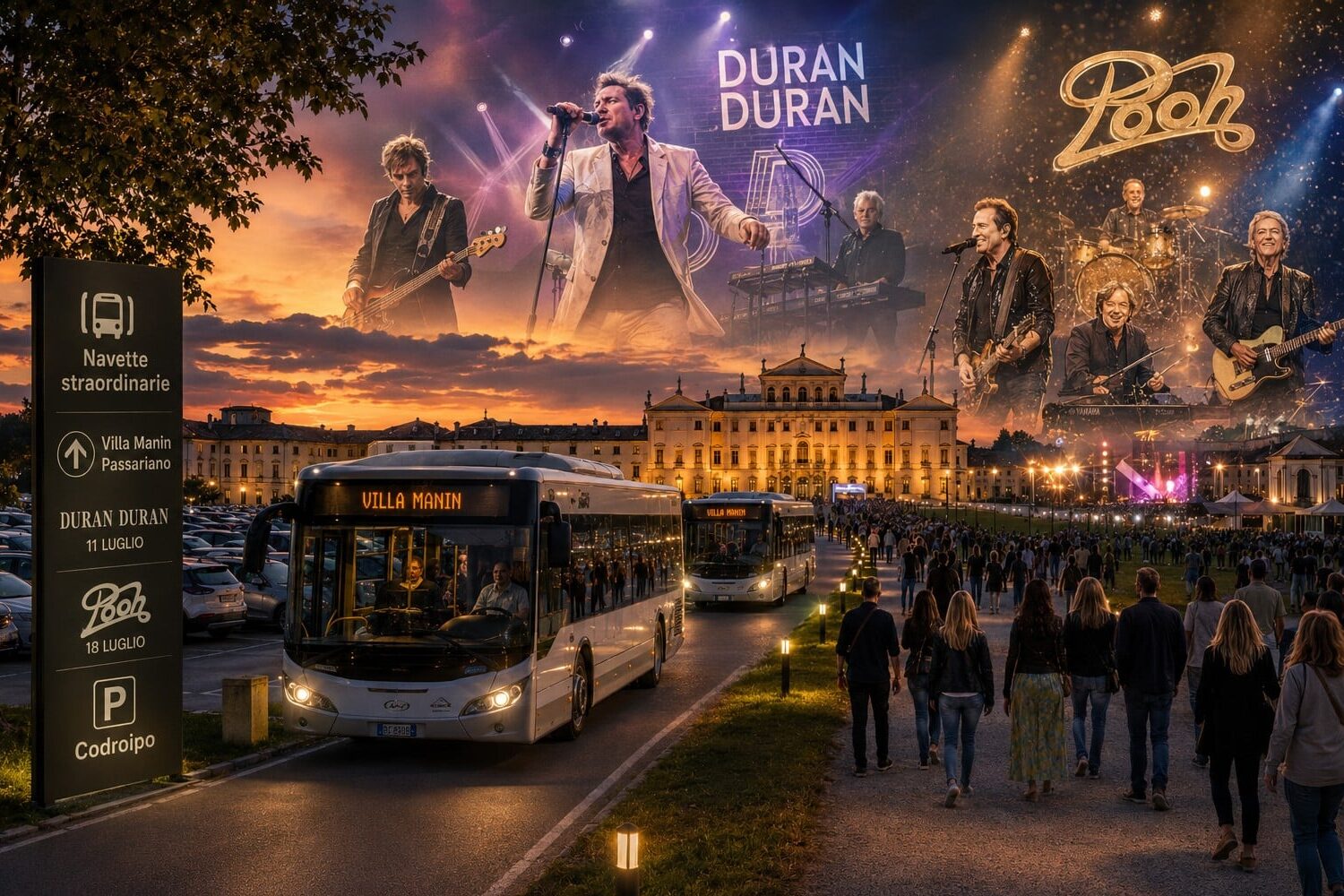 Navette straordinarie per i concerti di Duran Duran e Pooh a Villa Manin