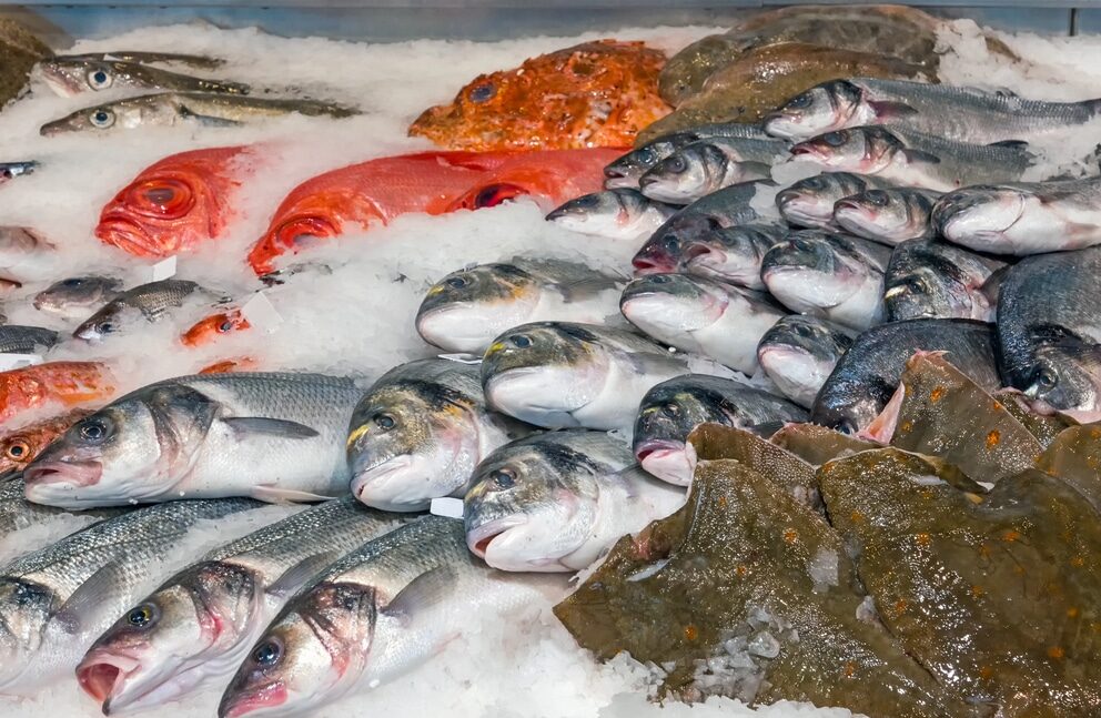 Banco del pesce al supermercato