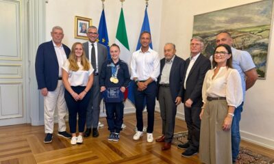 La ginnasta azzurra Benedetta Gava ricevuta dal governatore Fedriga e l'assessore Roberti