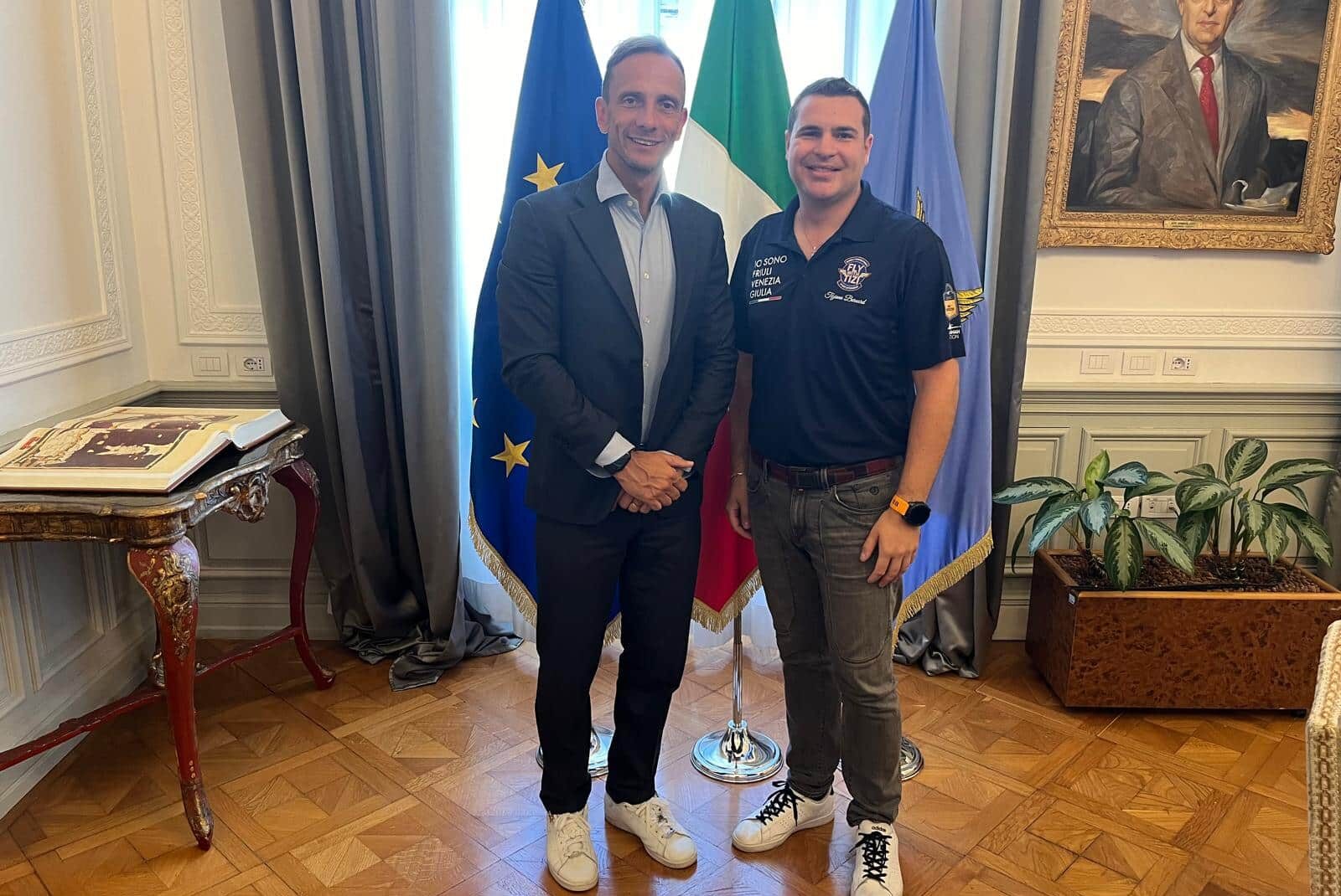 Il governatore Massimiliano Fedriga con Tiziano Bernard