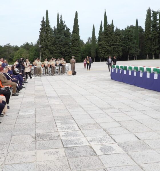 Un momento della cerimonia in onore dei 32 caduti della Grande Guerra rimpatriati in Italia