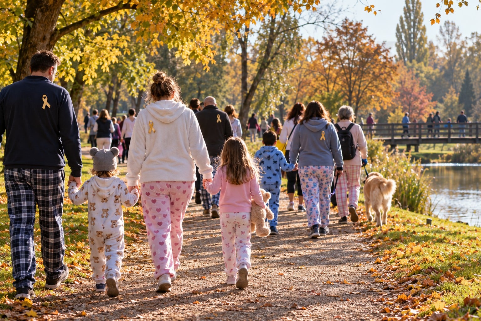 Camminata in pigiama nel parco