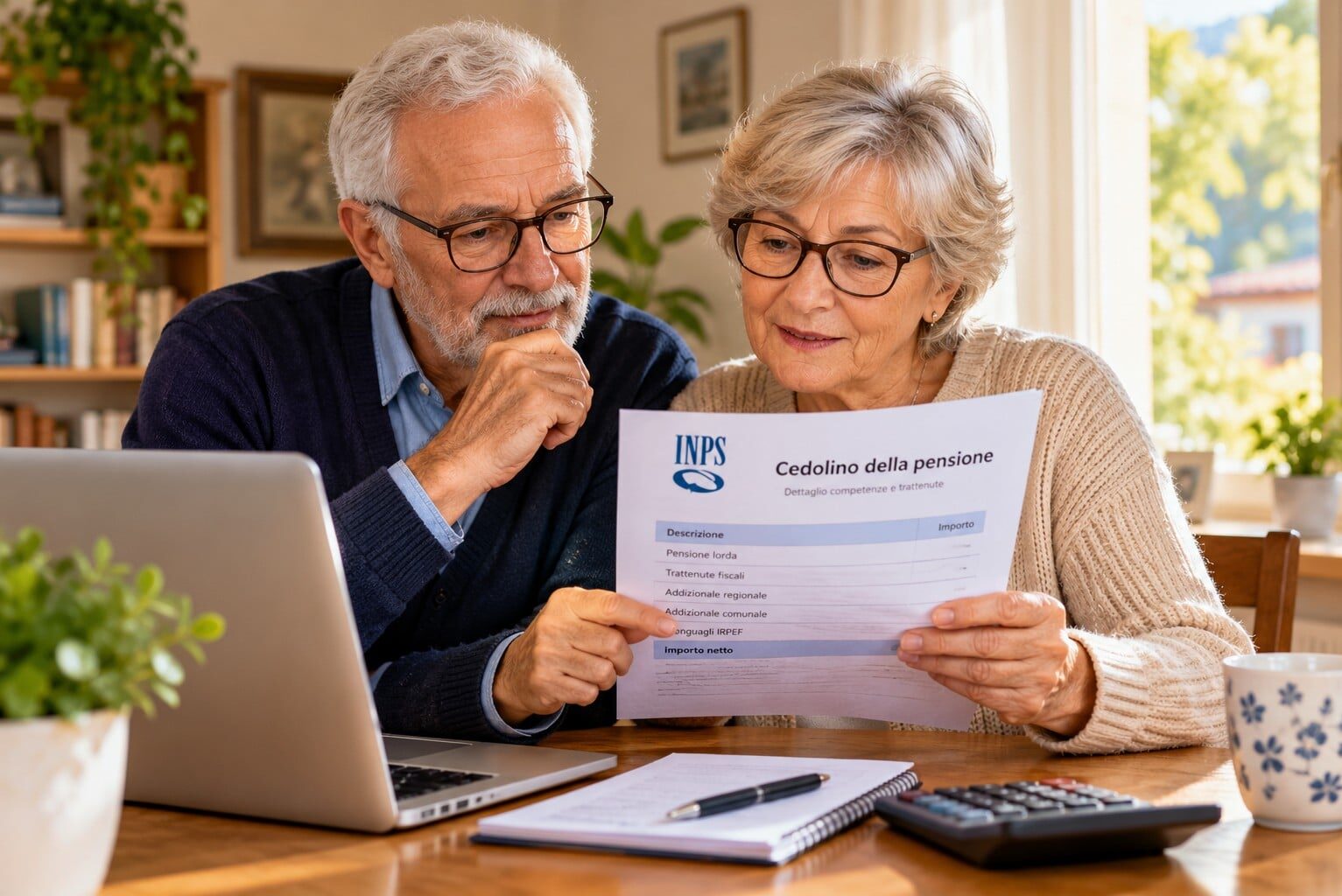 Coppia di pensionati controlla il cedolino