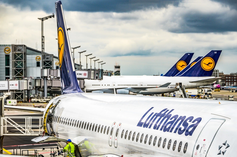 Aerei Lufthansa all'aeroporto di Francoforte