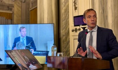 Il governatore Fedriga durante il suo intervento al Festival del cambiamento 2026 a Trieste